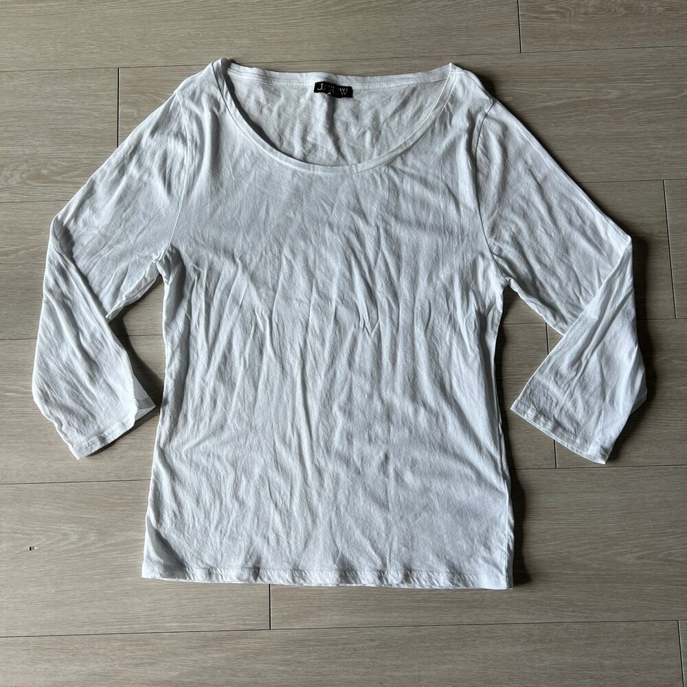 J Crew Feather Jersey 3/4 Sleeve T-Shirt XL White Basic